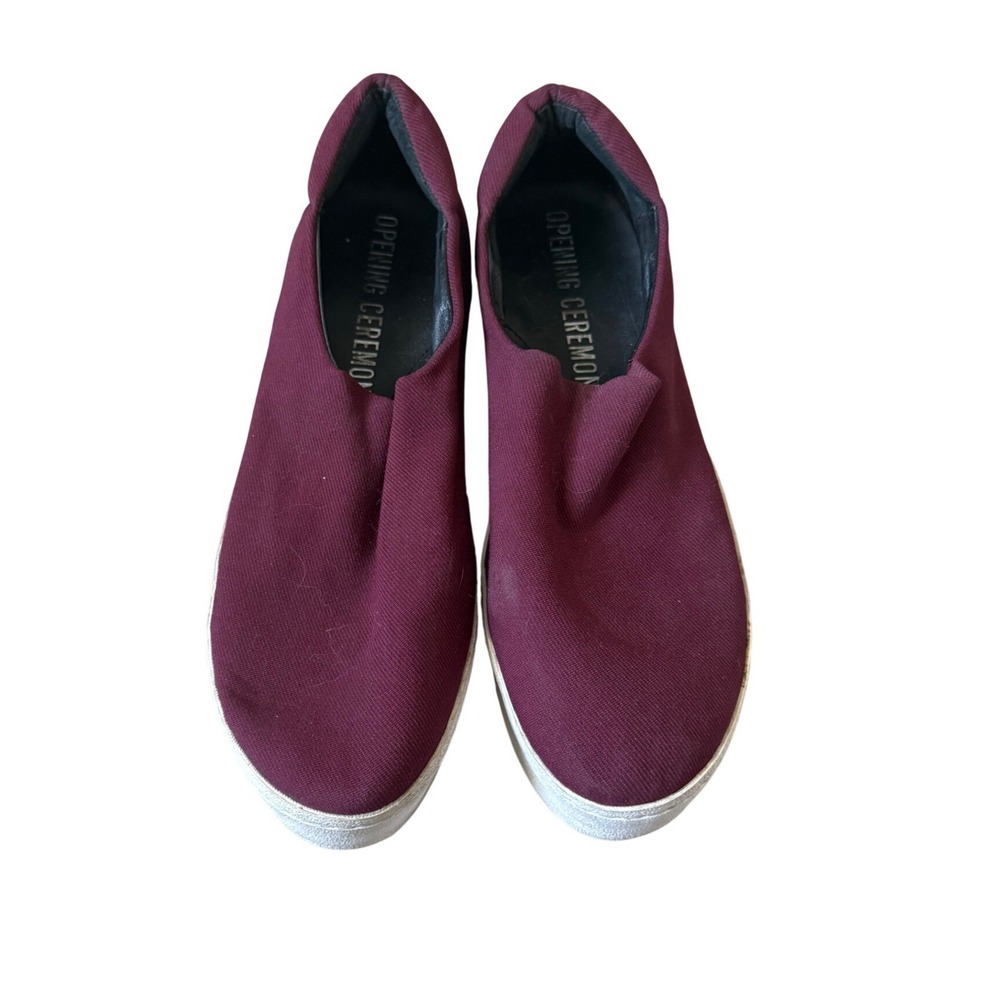 Opening Ceremony Mens Burgundy Canvas‎ Platform Slip On Sneakers Shoes EU 40